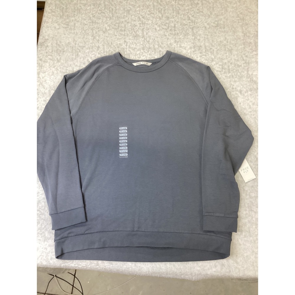 Free Fly Mens Bamboo Lightweight Fleece Crew Sweatshirt Storm Cloud Gray XXL NEW